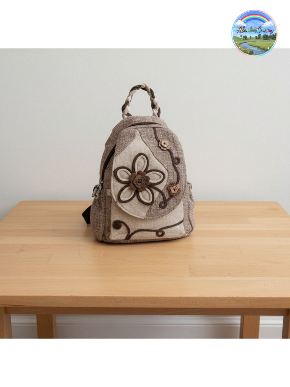 Bohemian Hand Woven Backpack Purse Convertible Sling Bag Canvas Multi Pocket